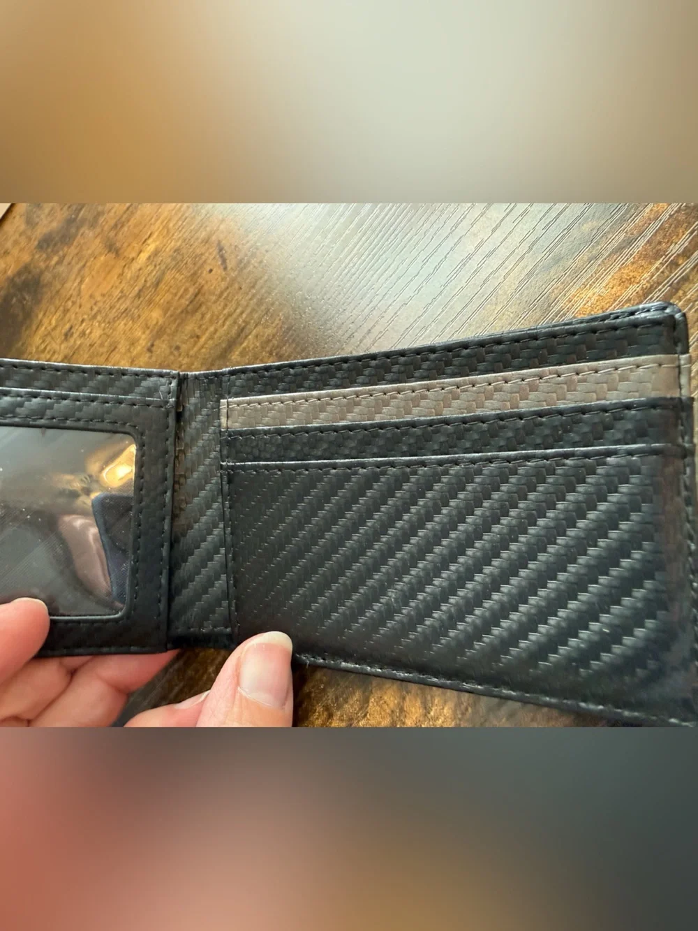 Runbox Slim RFID Blocking Men’s Wallet Gray Black Carbon Fiber NEW
